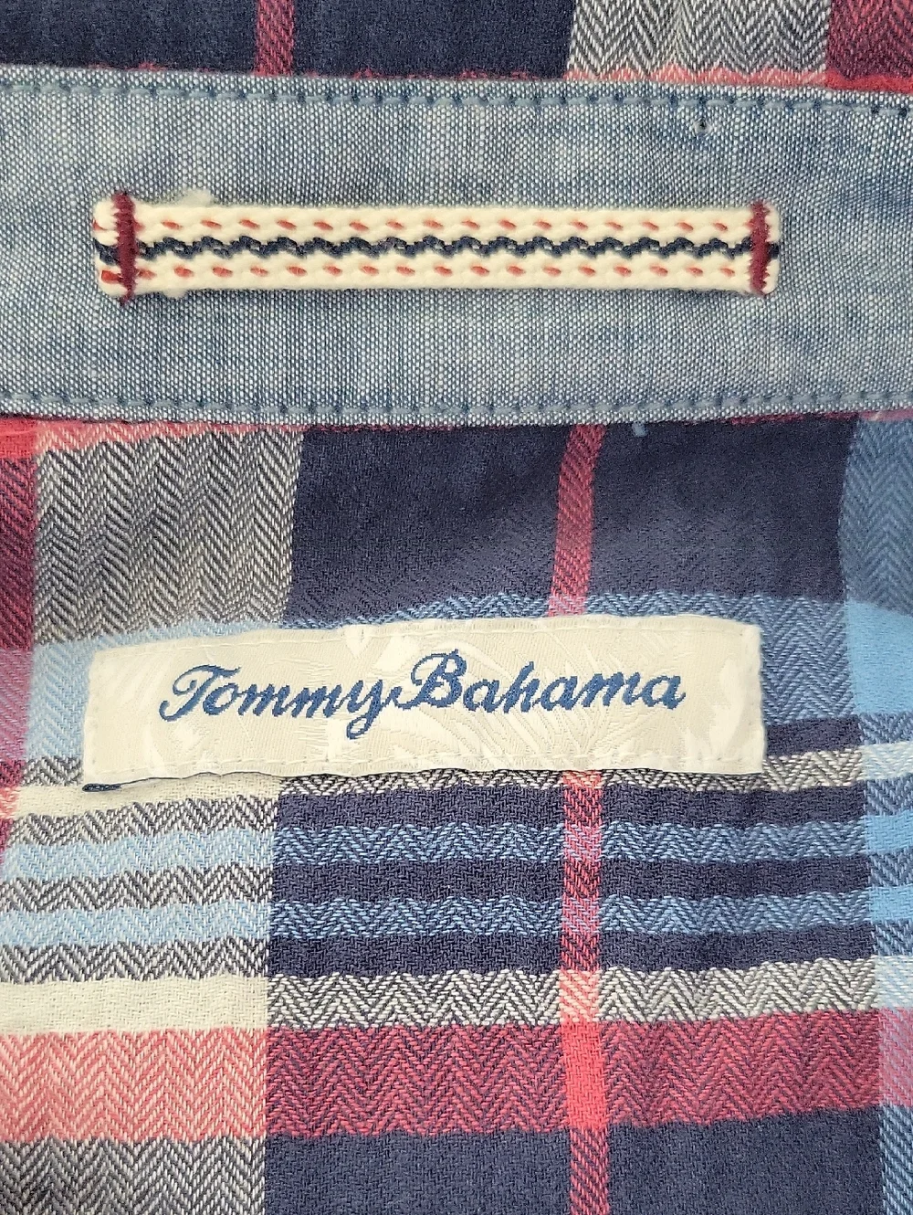 Tommy Bahama Blue Red Plaid Short Sleeve Button‎ Down Size XL